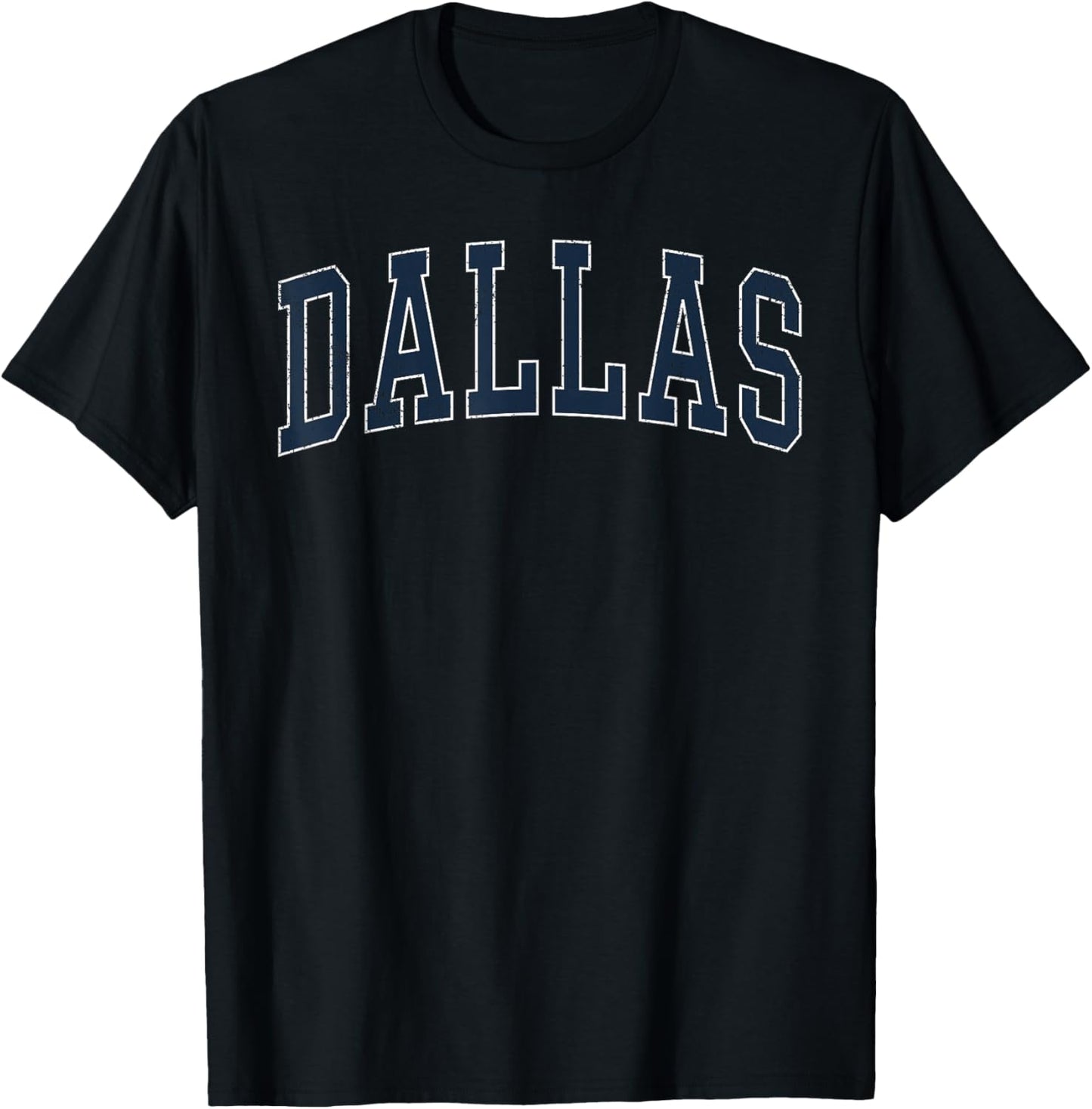 Dallas Vintage Distressed Arched Text Men Women Dallas T-Shirt - T-Shirt | Black