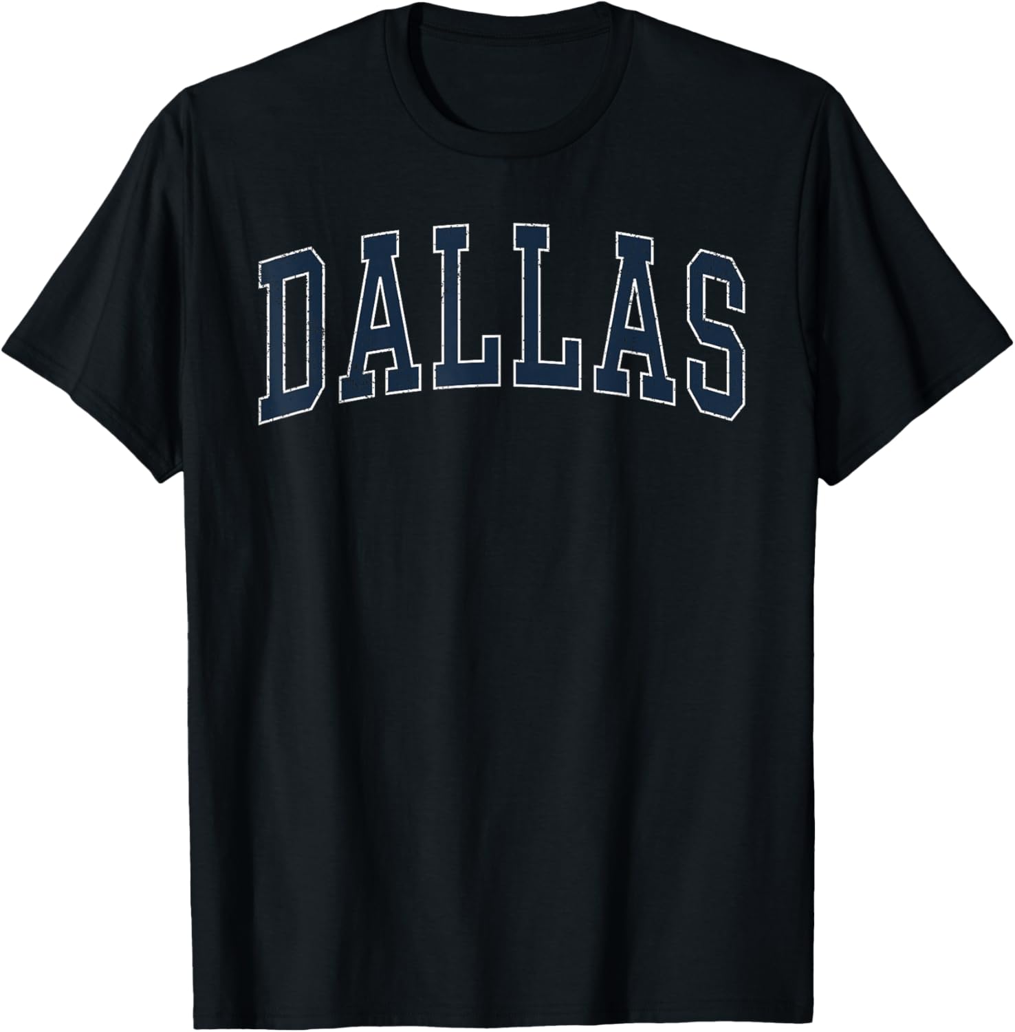 Dallas Vintage Distressed Arched Text Men Women Dallas T-Shirt - T-Shirt | Black