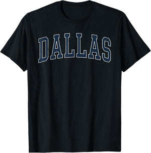 Dallas Vintage Distressed Arched Text Men Women Dallas T-Shirt - T-Shirt | Black
