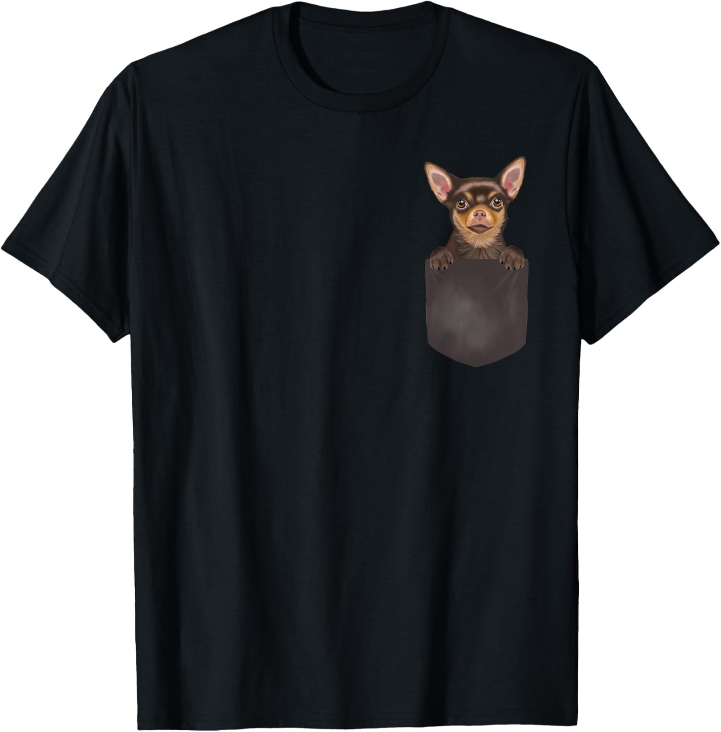 Dog In Pocket Funny Dog Lover Brown Chihuahua T-Shirt - T-Shirt | Black