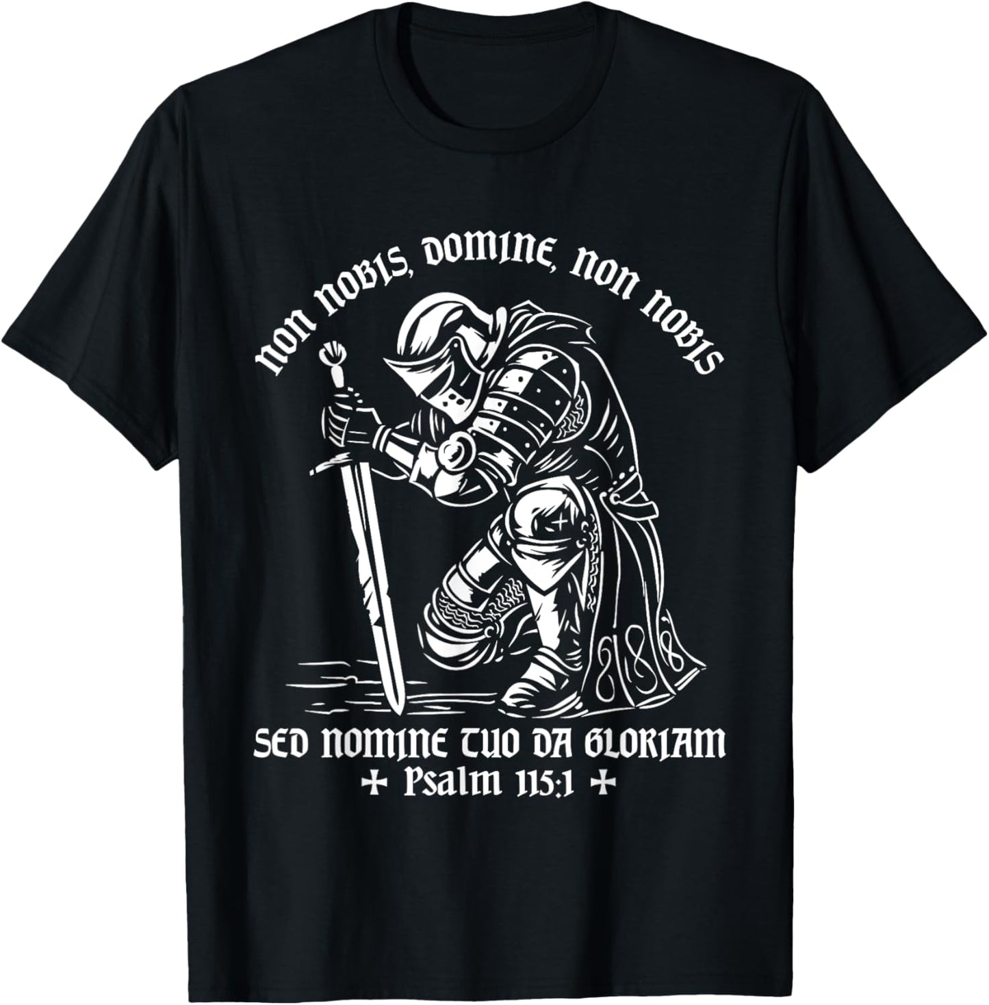 Knights Templar Medieval Knight Christian Catholic Non Nobis T-Shirt - T-Shirt | Black