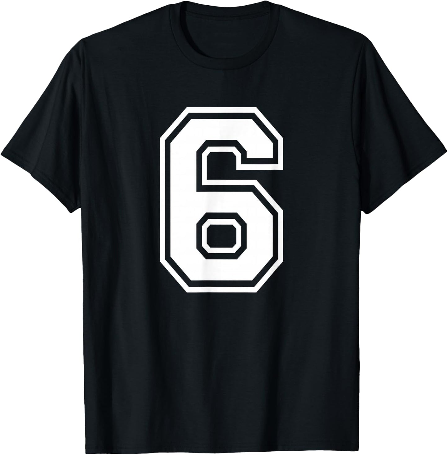 Number 6 Birthday Gift Sports Player Team Numbered Jersey T-Shirt - T-Shirt | Black