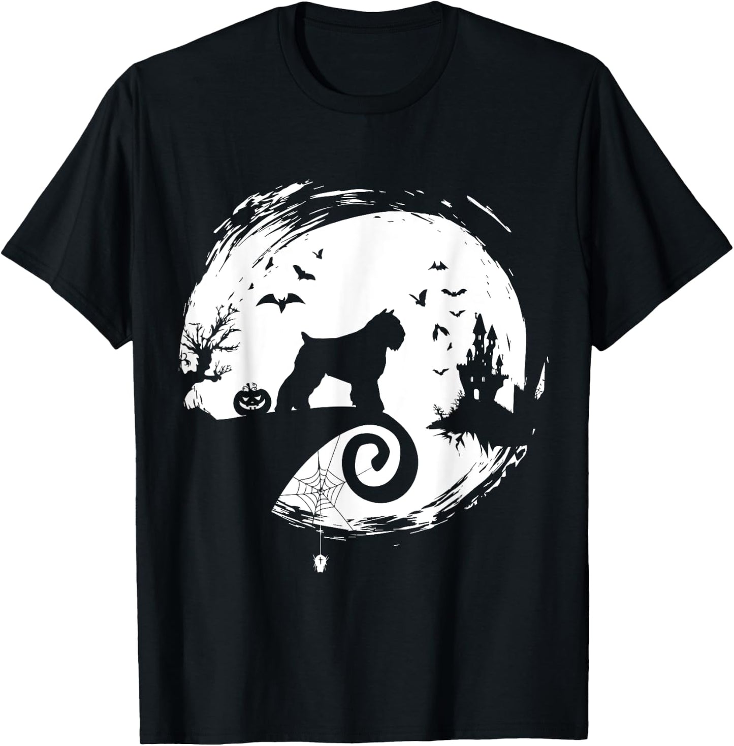 Bouvier des Flandres Halloween Costume Moon Silhouette T-Shirt - T-Shirt | Black