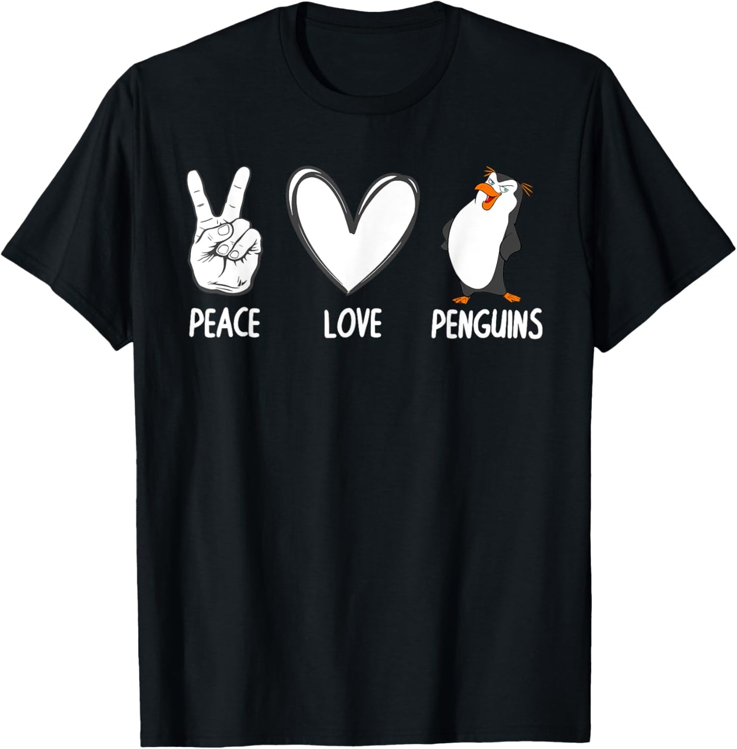 Cool Penguin Art Women Peace Love Penguins Zookeeper T-Shirt - T-Shirt | Black