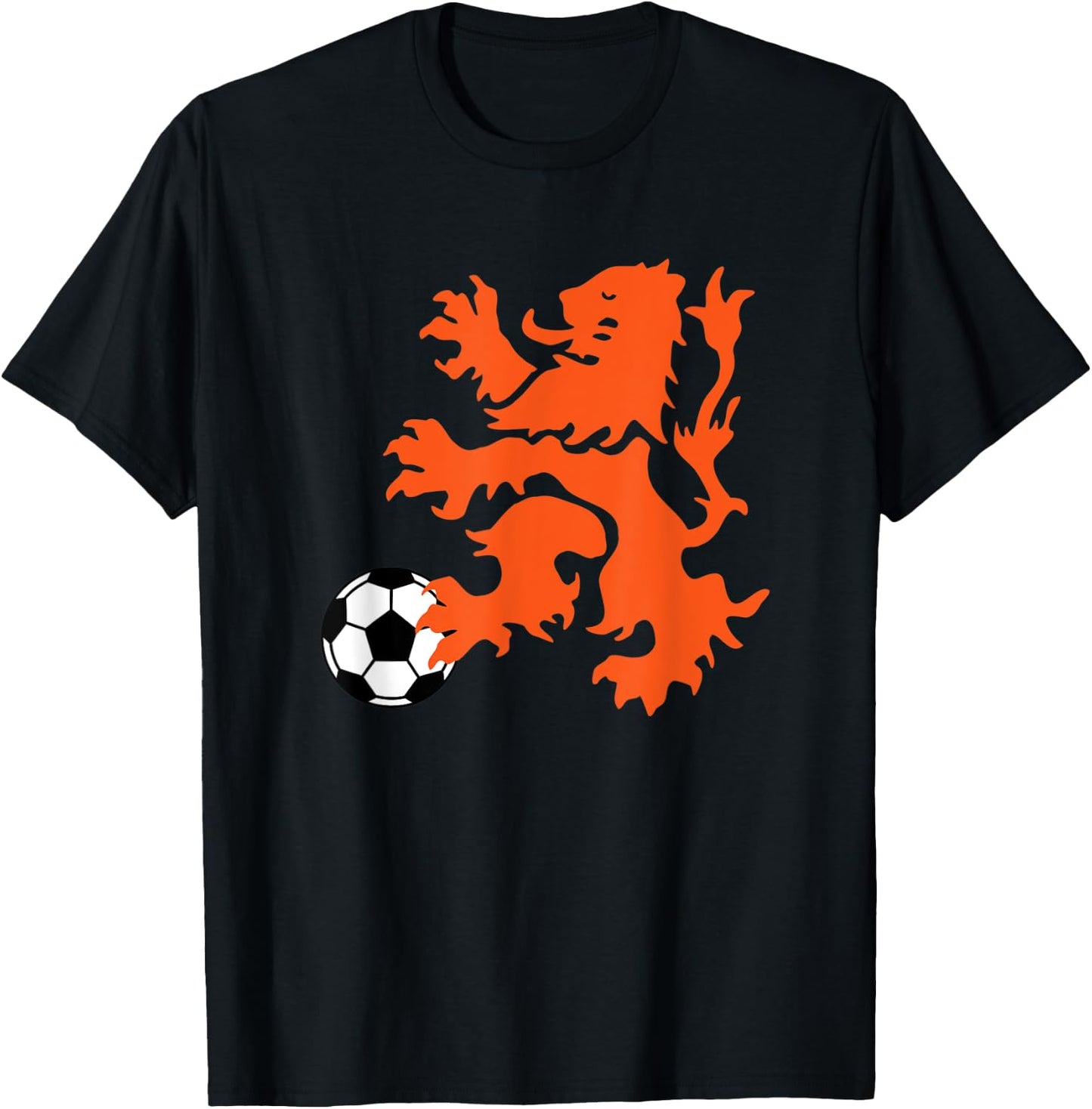 Netherlands Lion Rampant, Soccer Ball T-Shirt - T-Shirt | Black