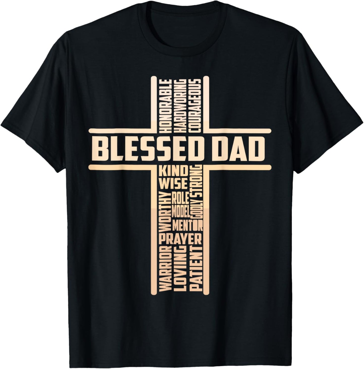 Blessed Dad Fathers Day Cross Christian Papa T-Shirt - T-Shirt | Black