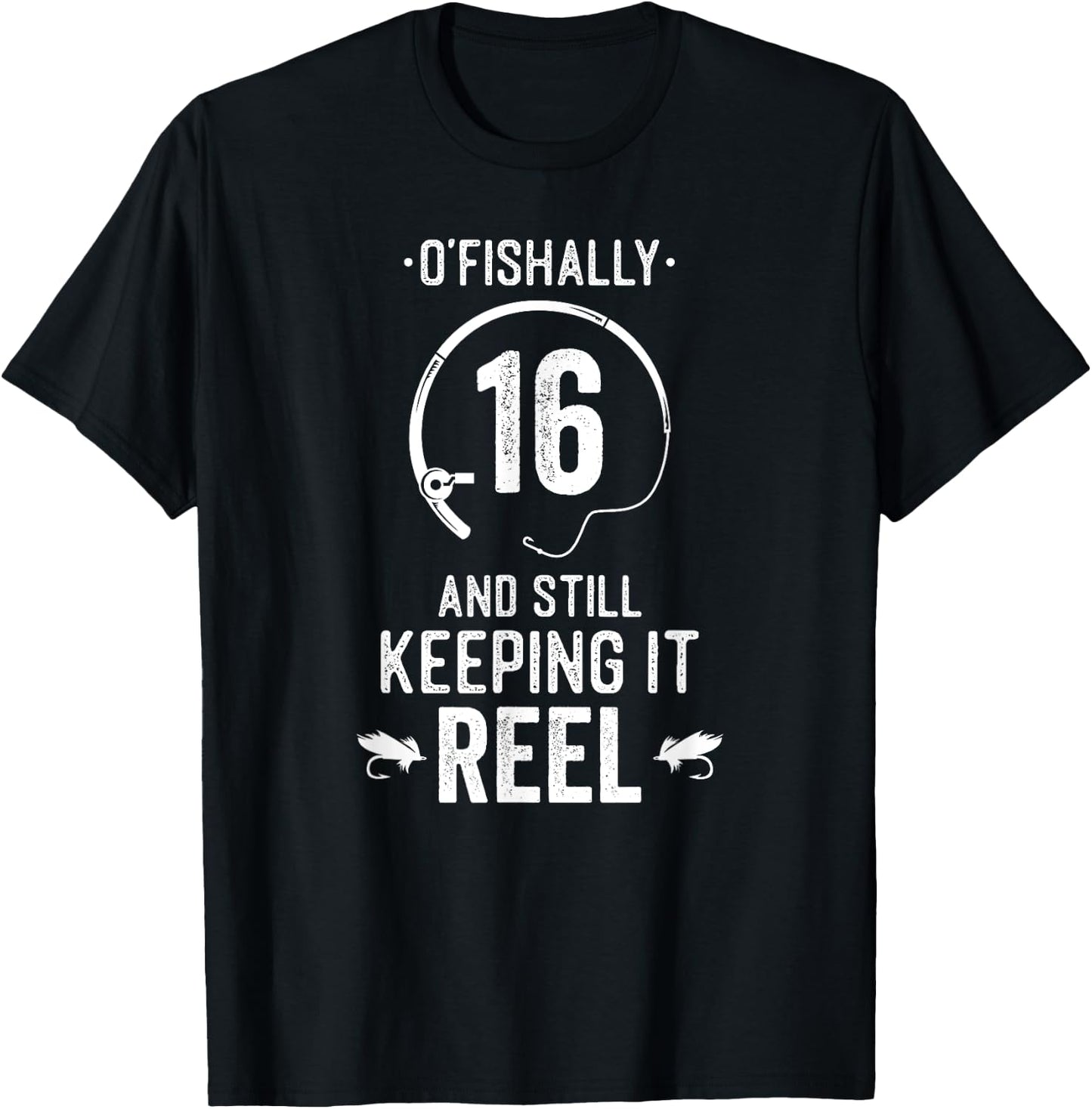 16 Year Old Boy Girl Fishing Fishermen Gifts For Birthday T-Shirt - T-Shirt | Black