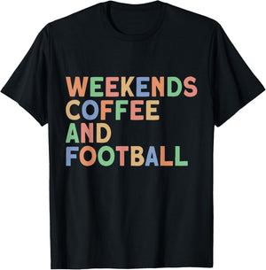 Weekends Coffee and Football, Women's Football Mom T-Shirt - T-Shirt | Black