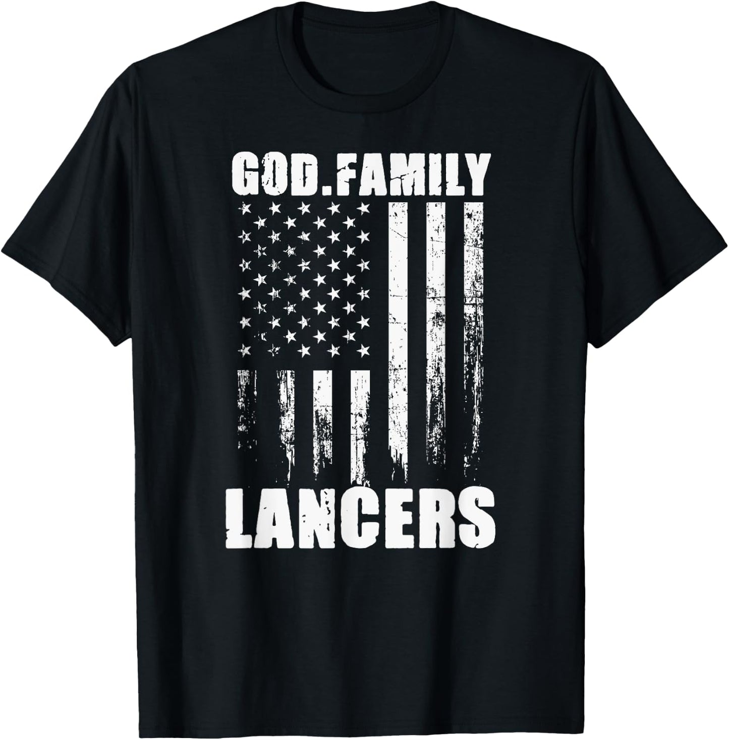 Lakewood Lancers God. Family. Vintage USA Flag T-Shirt - T-Shirt | Black