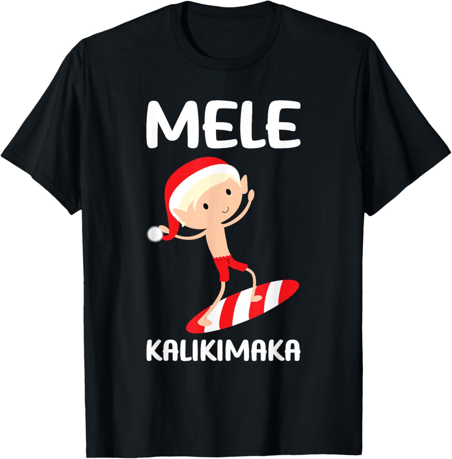 Mele Kalikimaka Hawaiian Christmas Surfing Kids Boys Hawaii T-Shirt - T-Shirt | Black