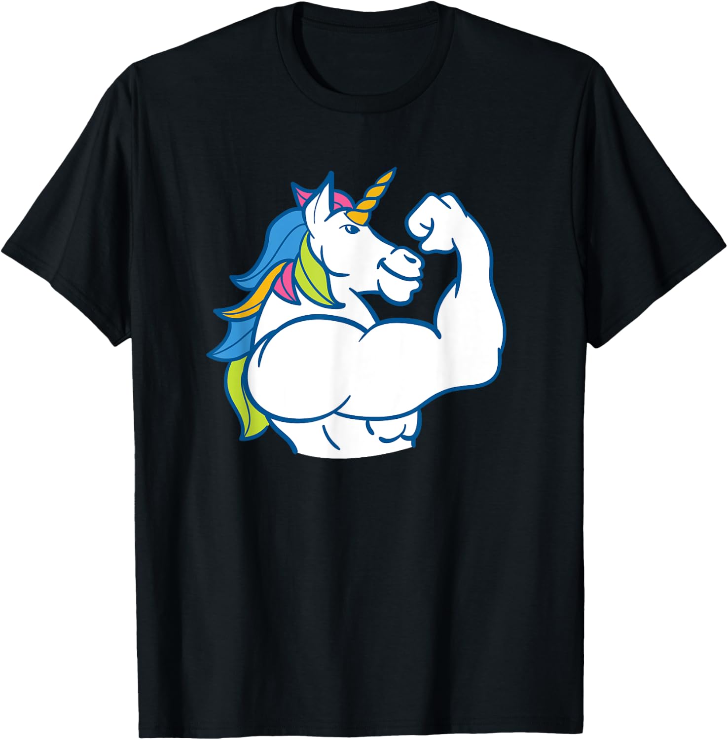 Muscular Unicorn - Funny Magical Fitness Bodybuilder Dad T-Shirt - T-Shirt | Black