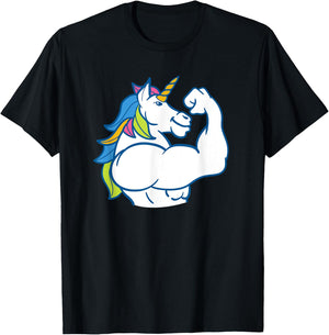 Muscular Unicorn - Funny Magical Fitness Bodybuilder Dad T-Shirt - T-Shirt | Black