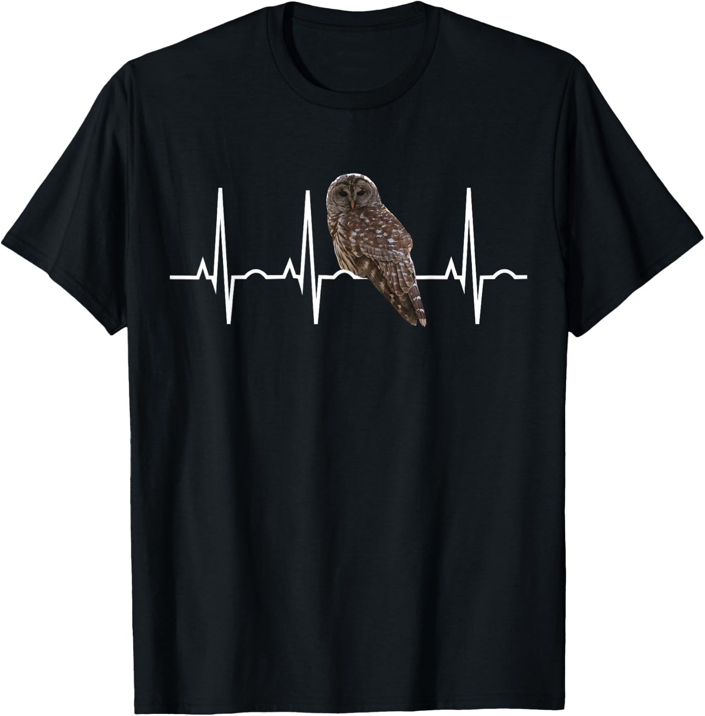 Barred Owl Shirt - Birder Heartbeat Gift Bird Lovers T-Shirt - T-Shirt | Black