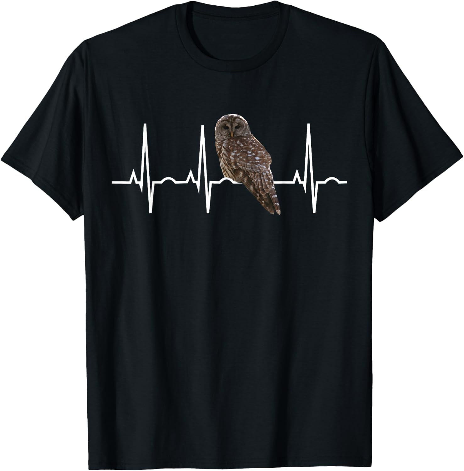 Barred Owl Shirt - Birder Heartbeat Gift Bird Lovers T-Shirt - T-Shirt | Black