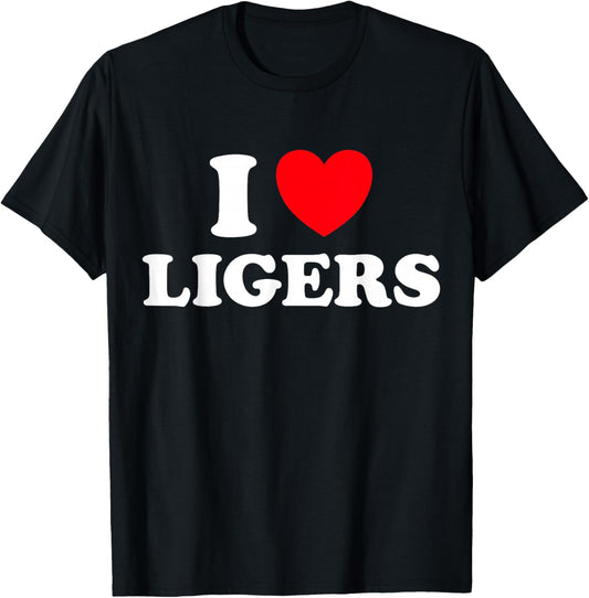 I Love Liger Lion Tiger Hybrid Mix Animal Funny Cute Fan T-Shirt - T-Shirt | Black