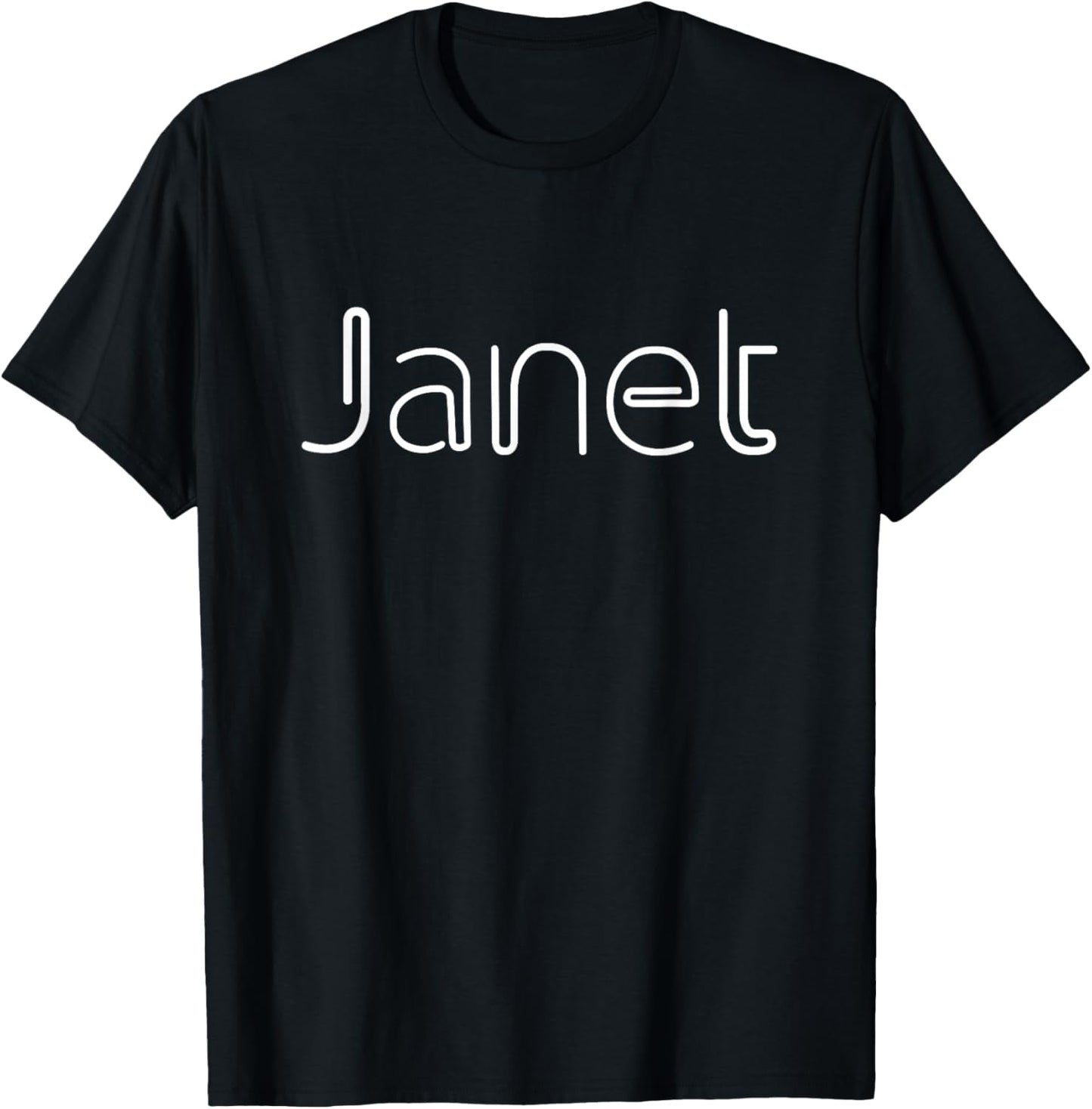 Janet Modern Futuristic Font T-Shirt - T-Shirt | Black