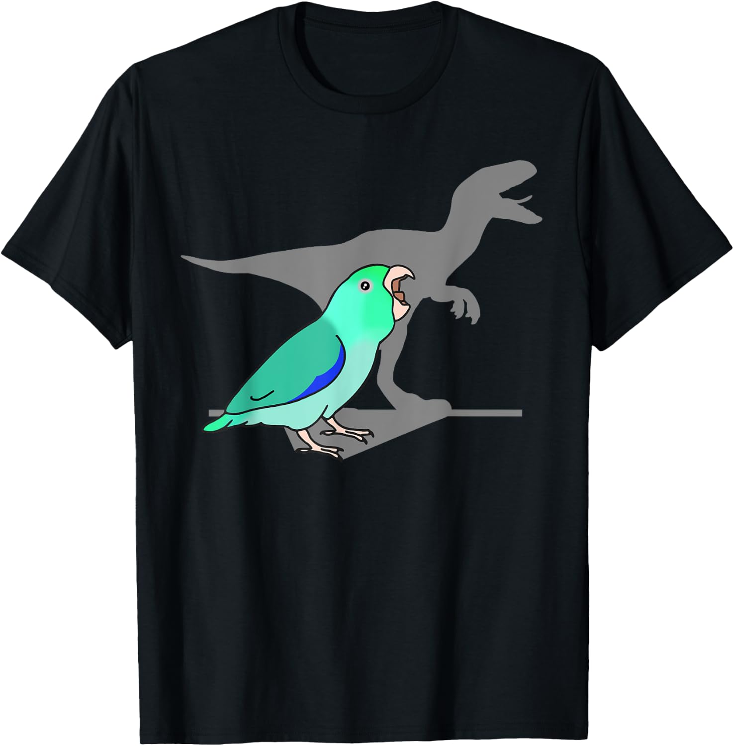 Velociraptor turquoise Parrotlet, Dinosaur Parrot Birb memes T-Shirt - T-Shirt | Black