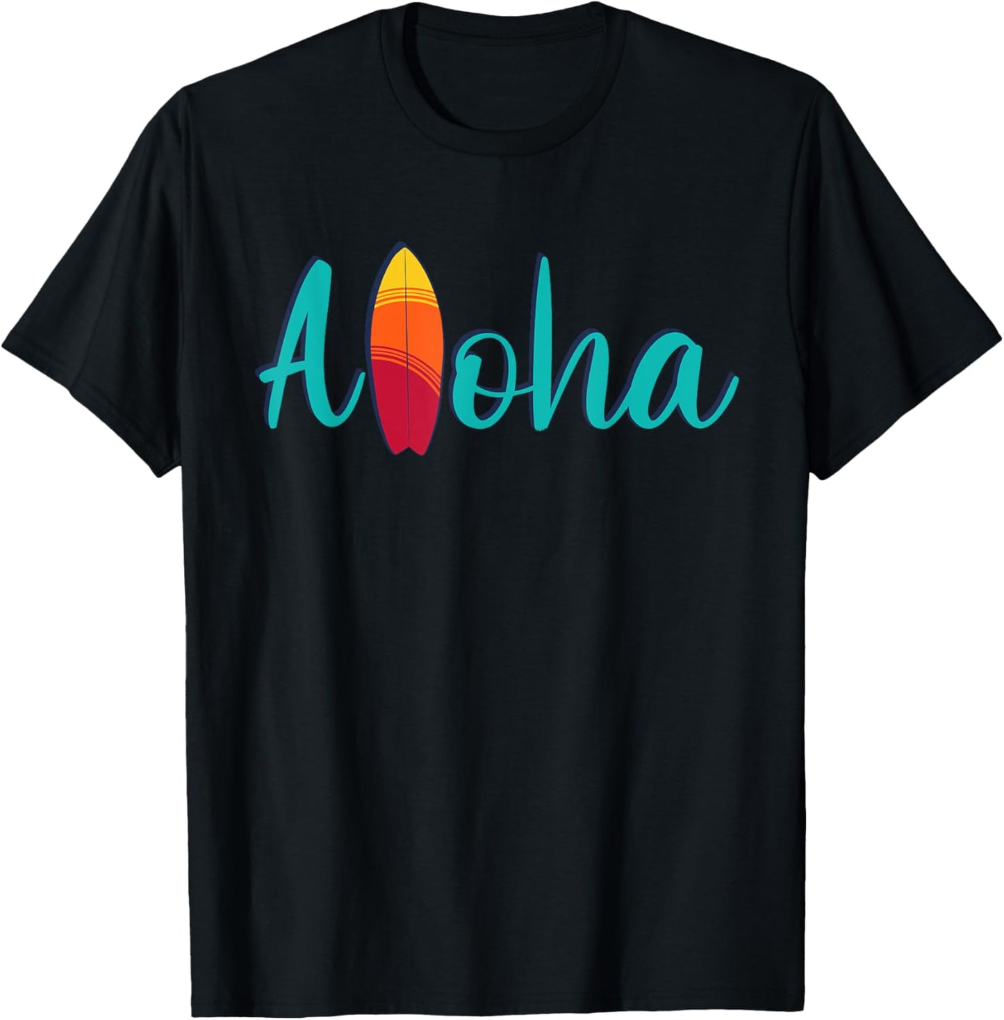Aloha Hawaiian Hawaii Tropical Beach Surf T-Shirt - T-Shirt | Black