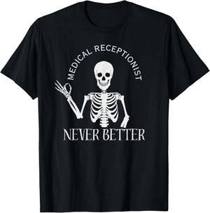 Funny Medical Receptionist Med Front Office Staff Halloween T-Shirt - T-Shirt | Black
