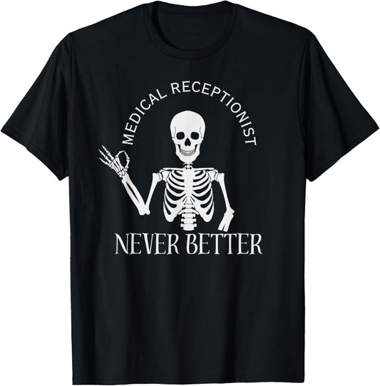 Funny Medical Receptionist Med Front Office Staff Halloween T-Shirt - T-Shirt | Black