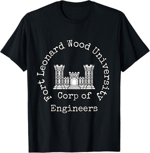 Army Corp of Engineers Badge - Fort Leonard Wood University T-Shirt - T-Shirt | Black