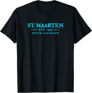 St Maarten Colourful Throwback Letter Souvenir T-Shirt - T-Shirt | Black
