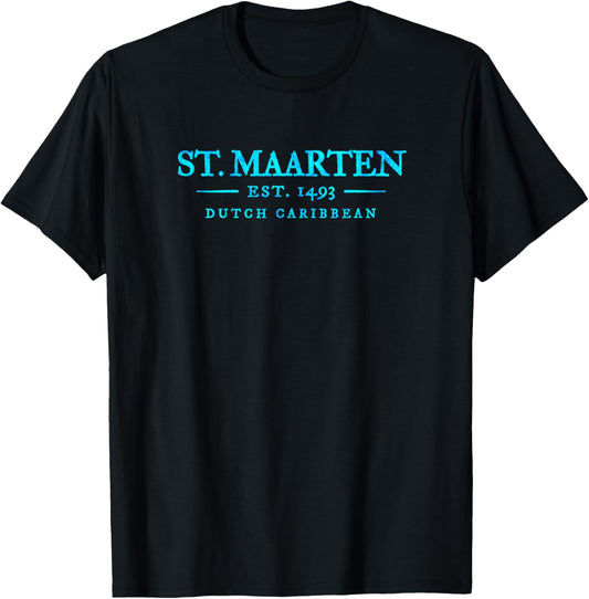 St Maarten Colourful Throwback Letter Souvenir T-Shirt - T-Shirt | Black