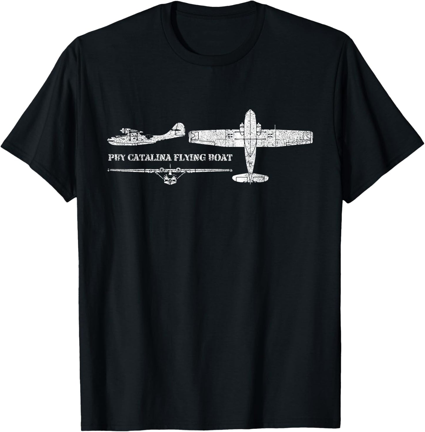 PBY Catalina Flying Boat WWII Plane Gift T-Shirt - T-Shirt | Black