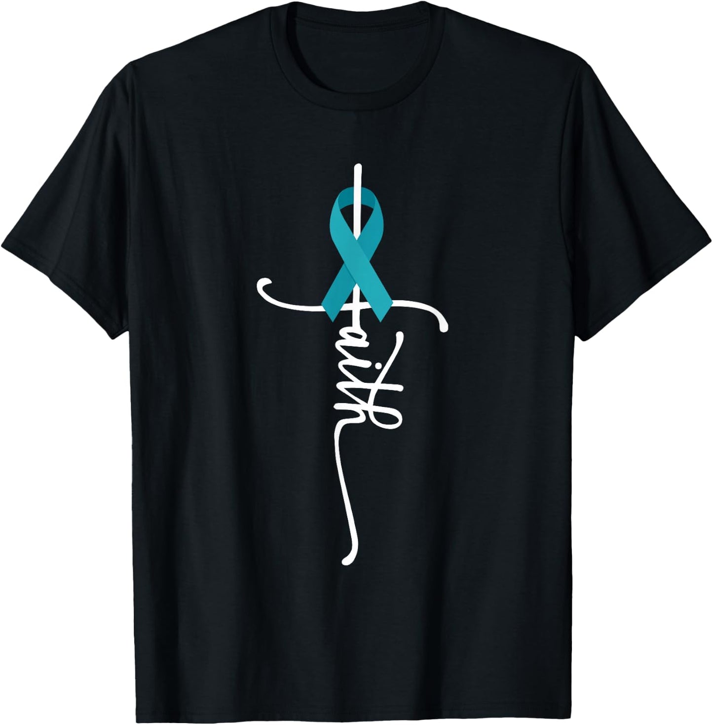 Ovarian Cancer Faith Ovarian Cancer Awareness T-Shirt - T-Shirt | Black
