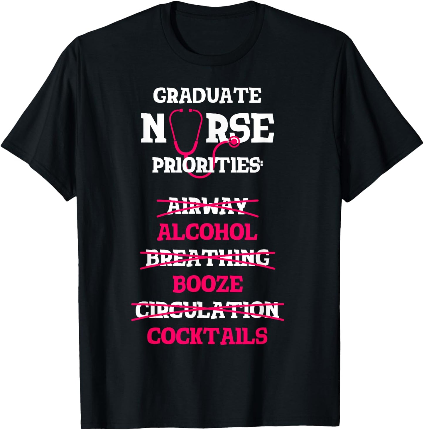RN Nurse Grad Alcohol Drinking Funny Nursing Graduate Gift T-Shirt - T-Shirt | Black