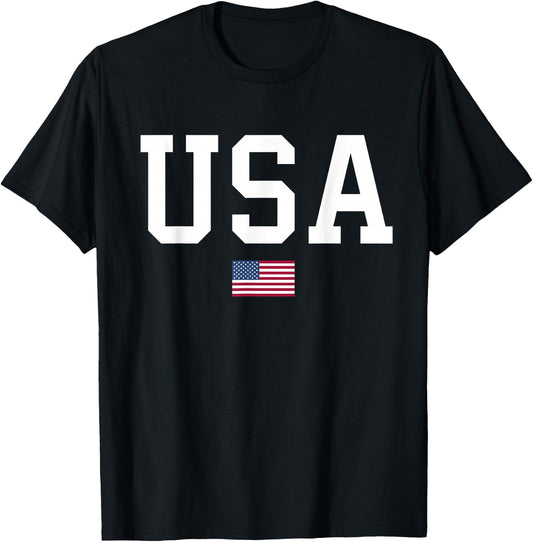 USA Women Men Kids American Flag Patriotic 4th of July T-Shirt - T-Shirt | Black