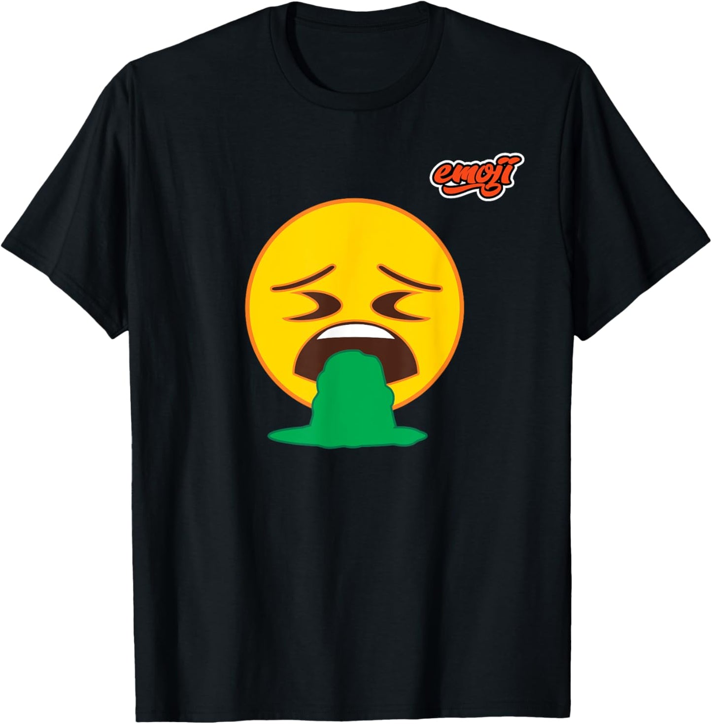 nauseous face vomiting Flat T-Shirt - T-Shirt | Black