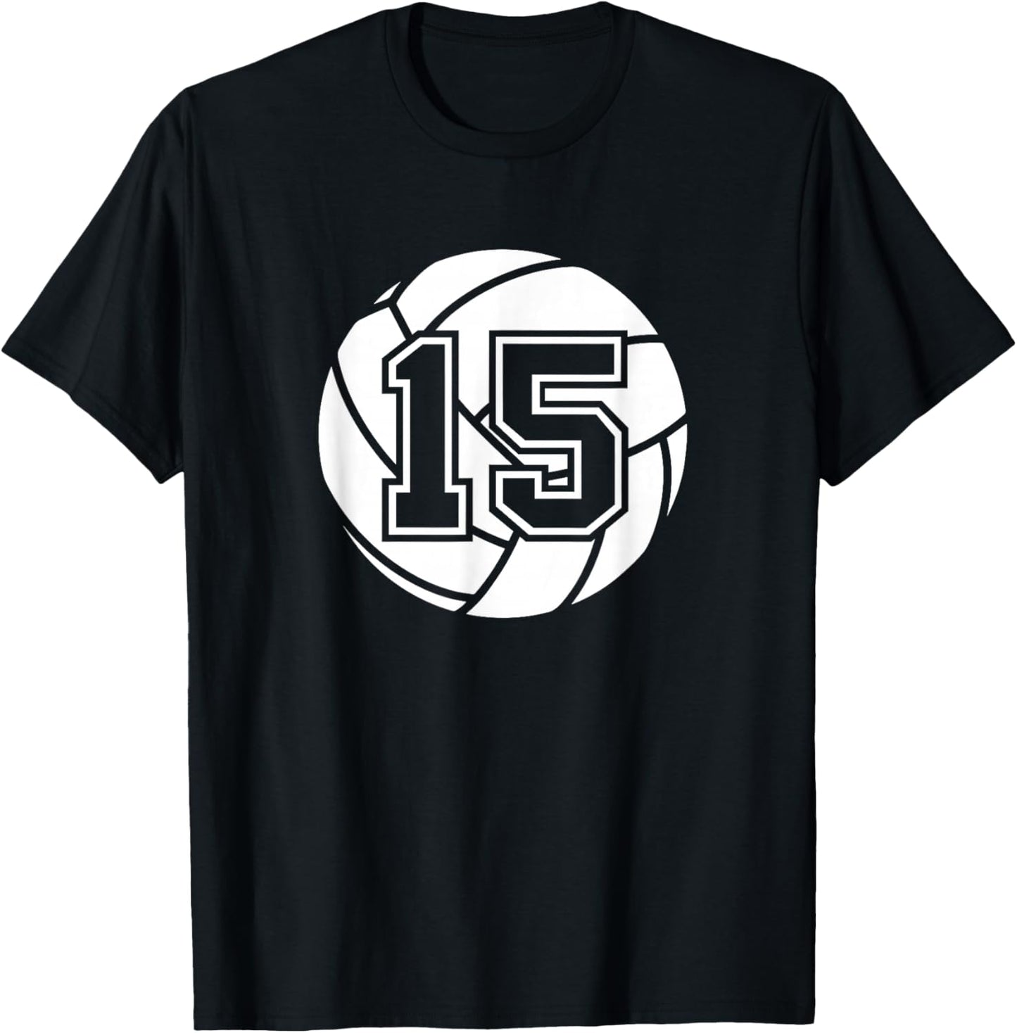 Volleyball Player #15 Volleyball Mom Dad Jersey Number 15 T-Shirt - T-Shirt | Black