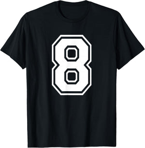 Number 8 Birthday Gift Sports Player Team Numbered Jersey T-Shirt - T-Shirt | Black