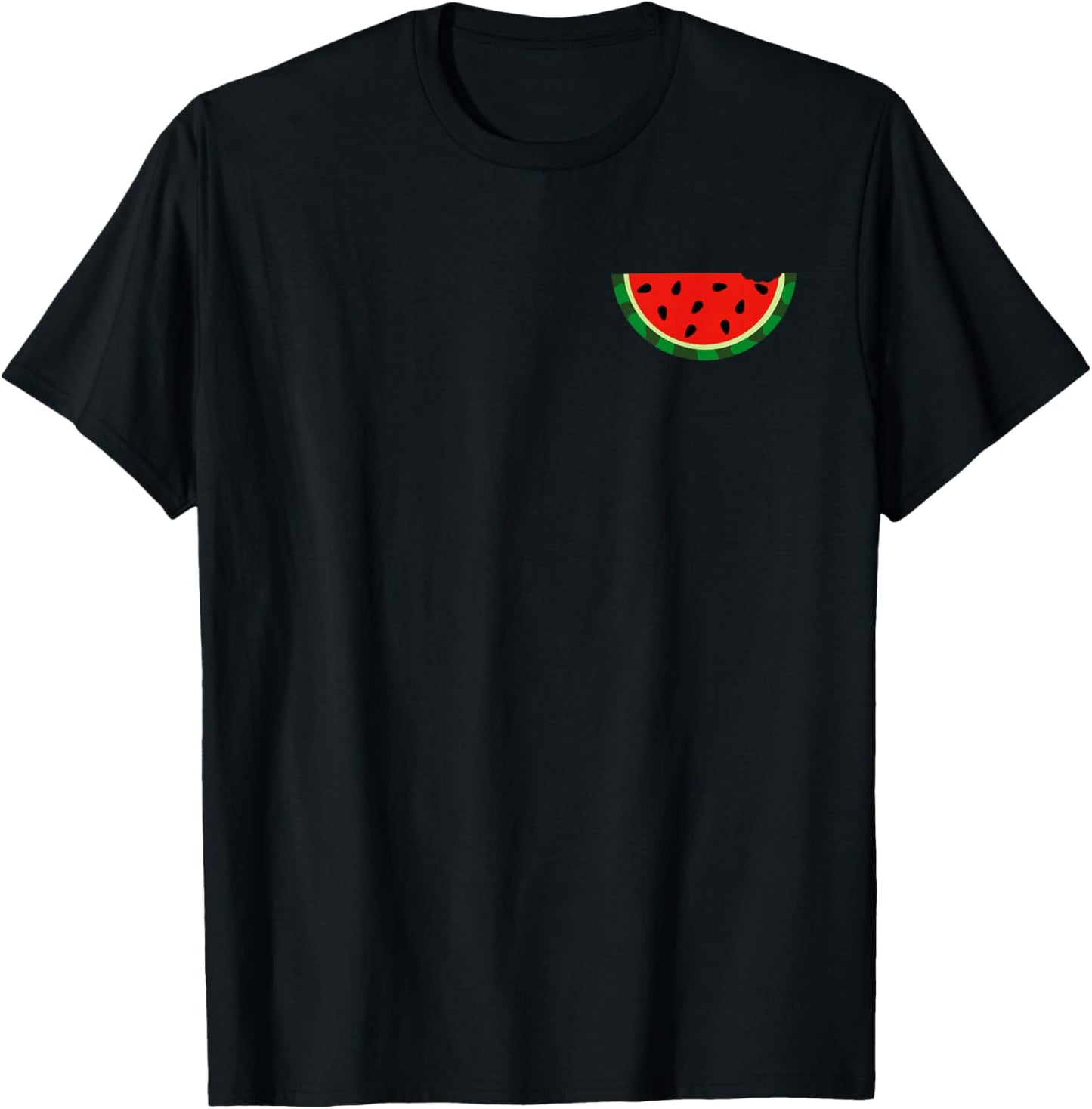 Watermelon In Pocket Cute Watermelon , Black, S T-Shirt - T-Shirt | Black