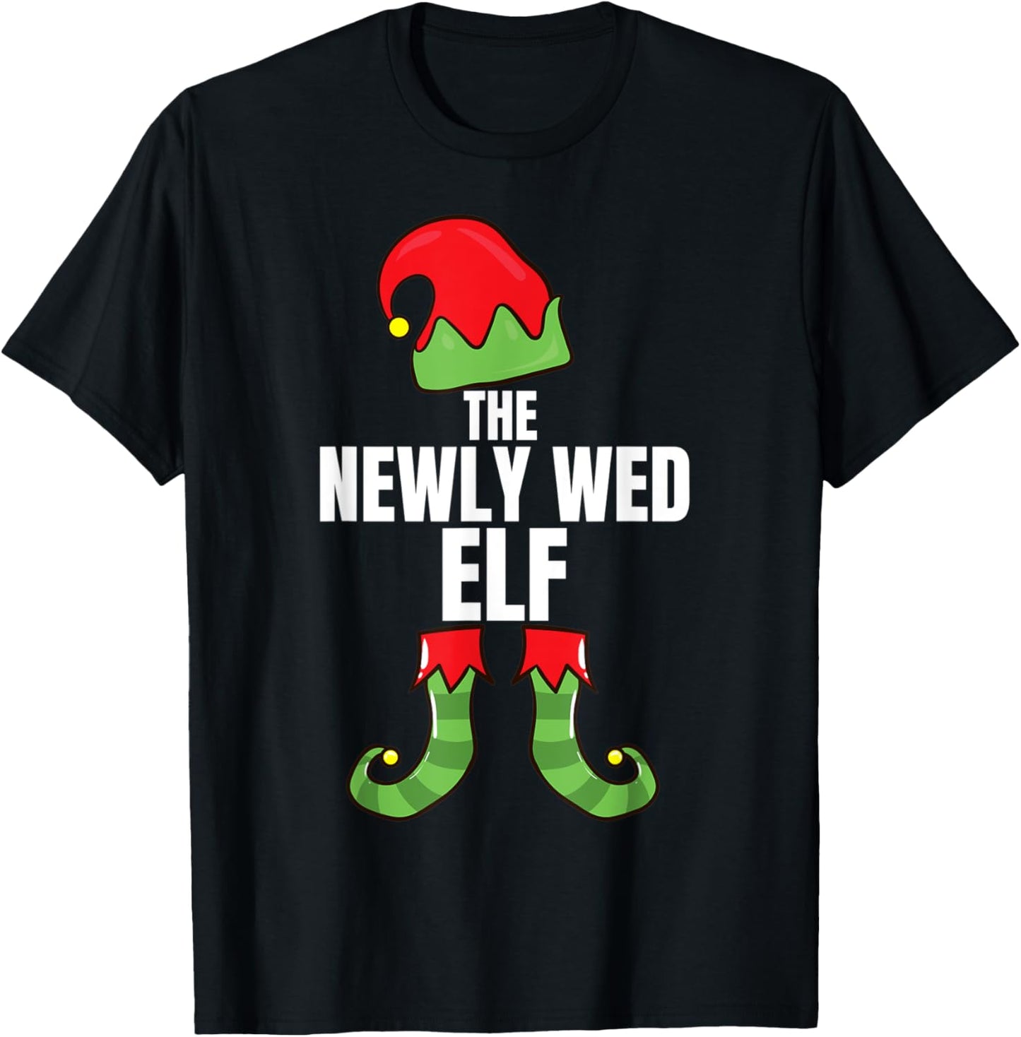 The Newly Wed Elf Matching Family Christmas Group Pajama T-Shirt - T-Shirt | Black