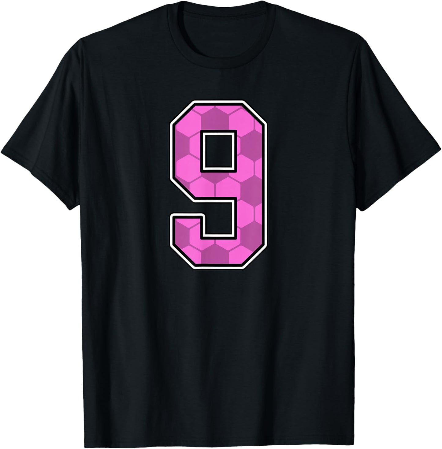 Pink Soccer Pattern Number 9 Jersey Player Uniform #9 T-Shirt - T-Shirt | Black