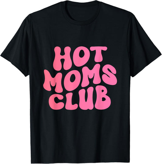 Retro Hot Mom Club Groovy T-Shirt - T-Shirt | Black