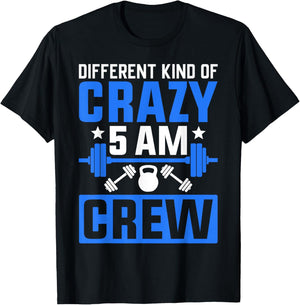 Workout Squad 5AM Crew Funny Gym Quote T-Shirt - T-Shirt | Black