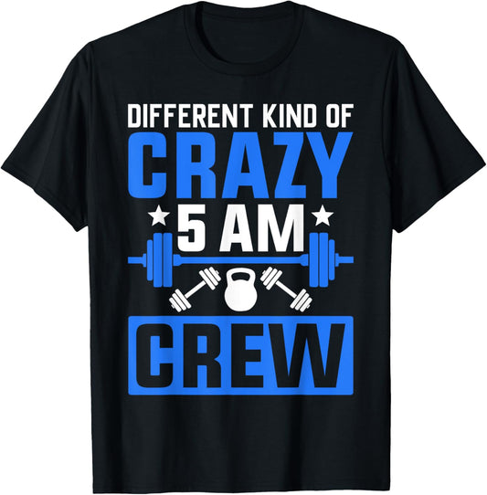 Workout Squad 5AM Crew Funny Gym Quote T-Shirt - T-Shirt | Black