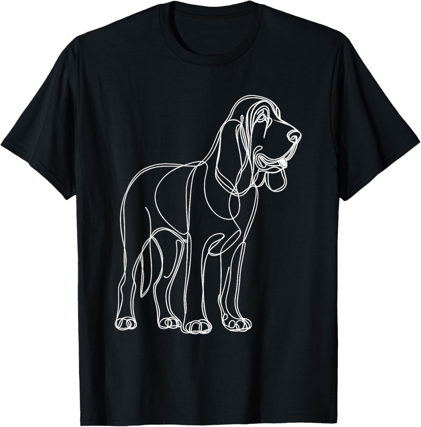 Line Art Bloodhound Dog Bloodhounds St. Hubert Hound T-Shirt - T-Shirt | Black