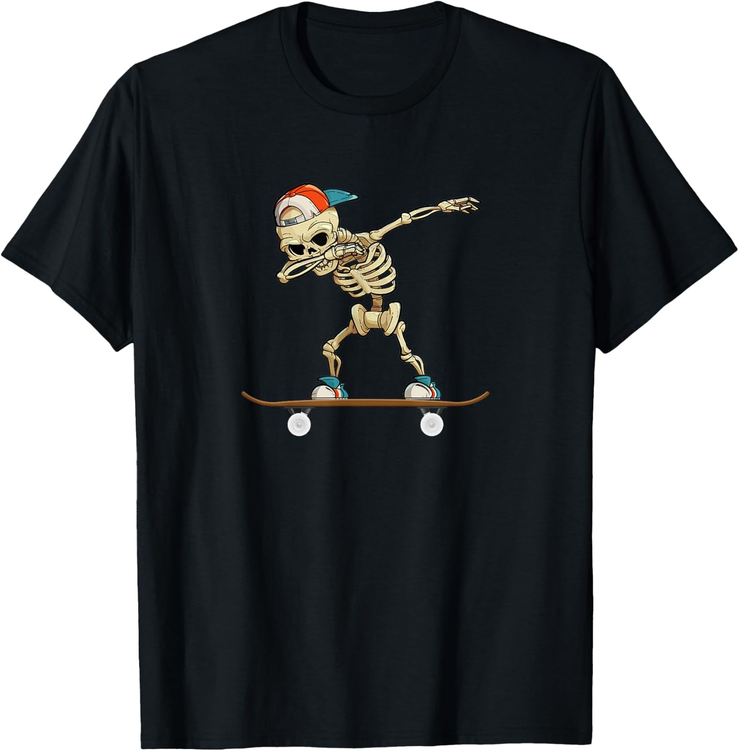 Dabbing Skeleton Skater T-Shirt - T-Shirt | Black
