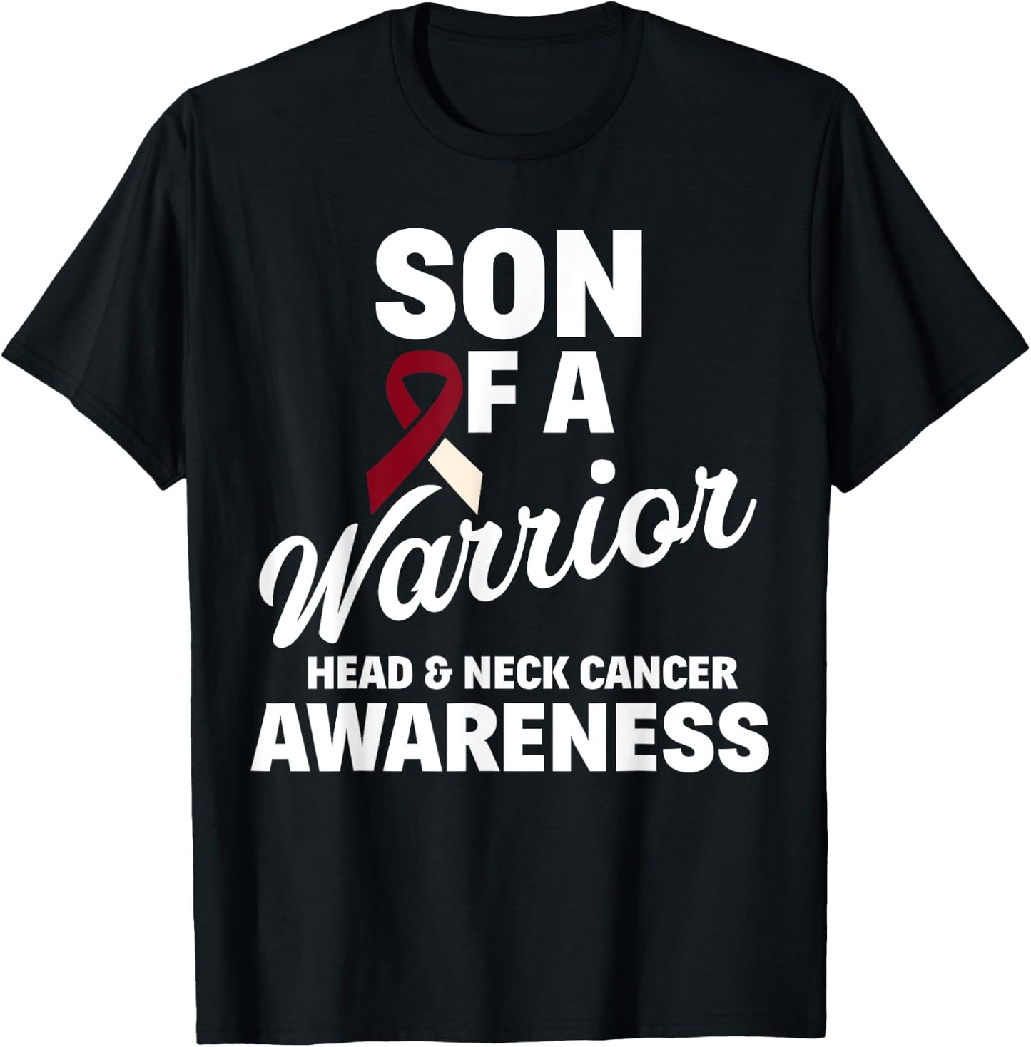 Oral Head & Neck Cancer Awareness Son Of A Warrior T-Shirt - T-Shirt | Black