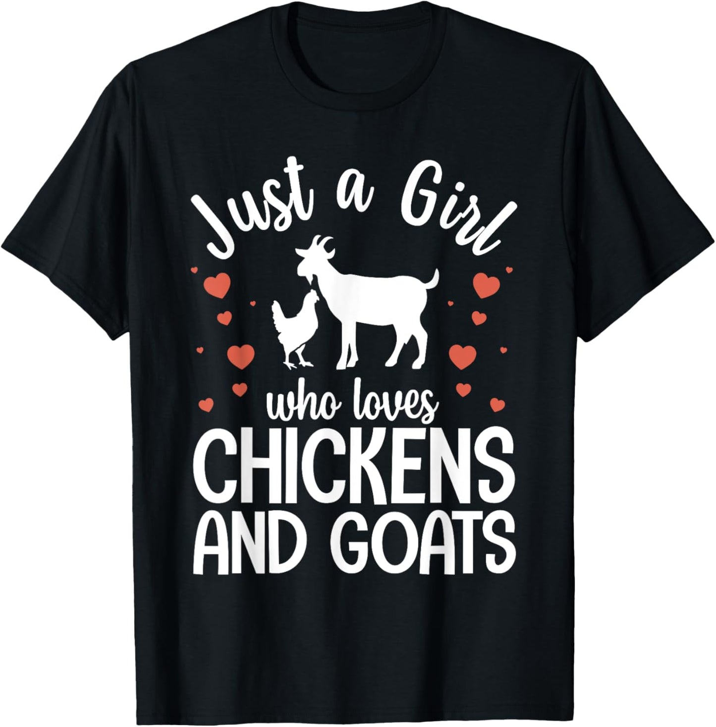 Cool Chicken Goat Design Girls Pygmy Goat Lover T-Shirt - T-Shirt | Black
