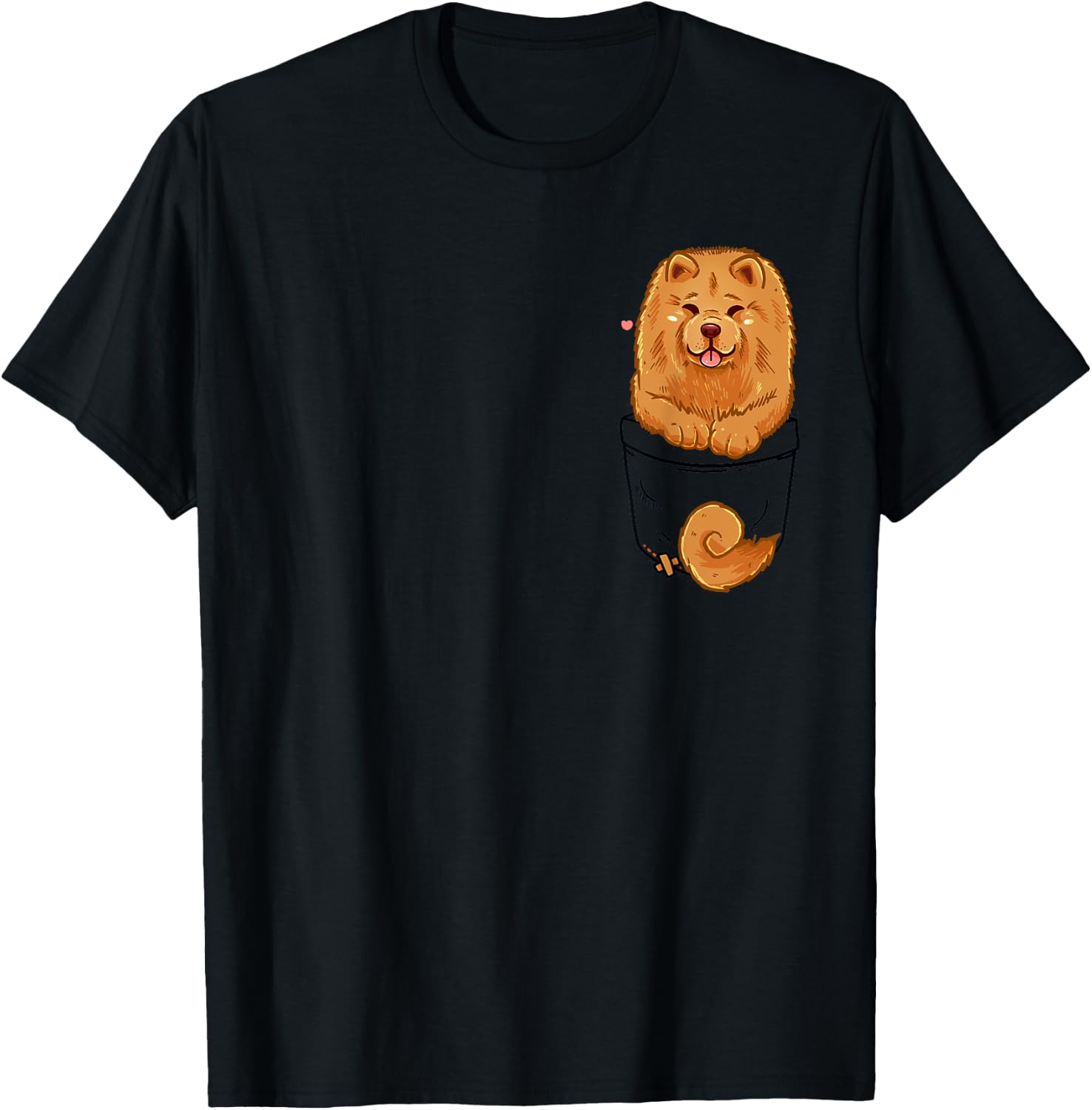 Pocket Cute Chow Chow Puppy Dog T-Shirt - T-Shirt | Black