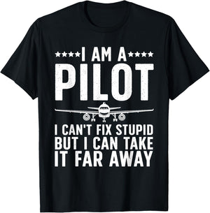 Funny Pilot Art Women Aircraft Themed Airplane Pilot T-Shirt - T-Shirt | Black