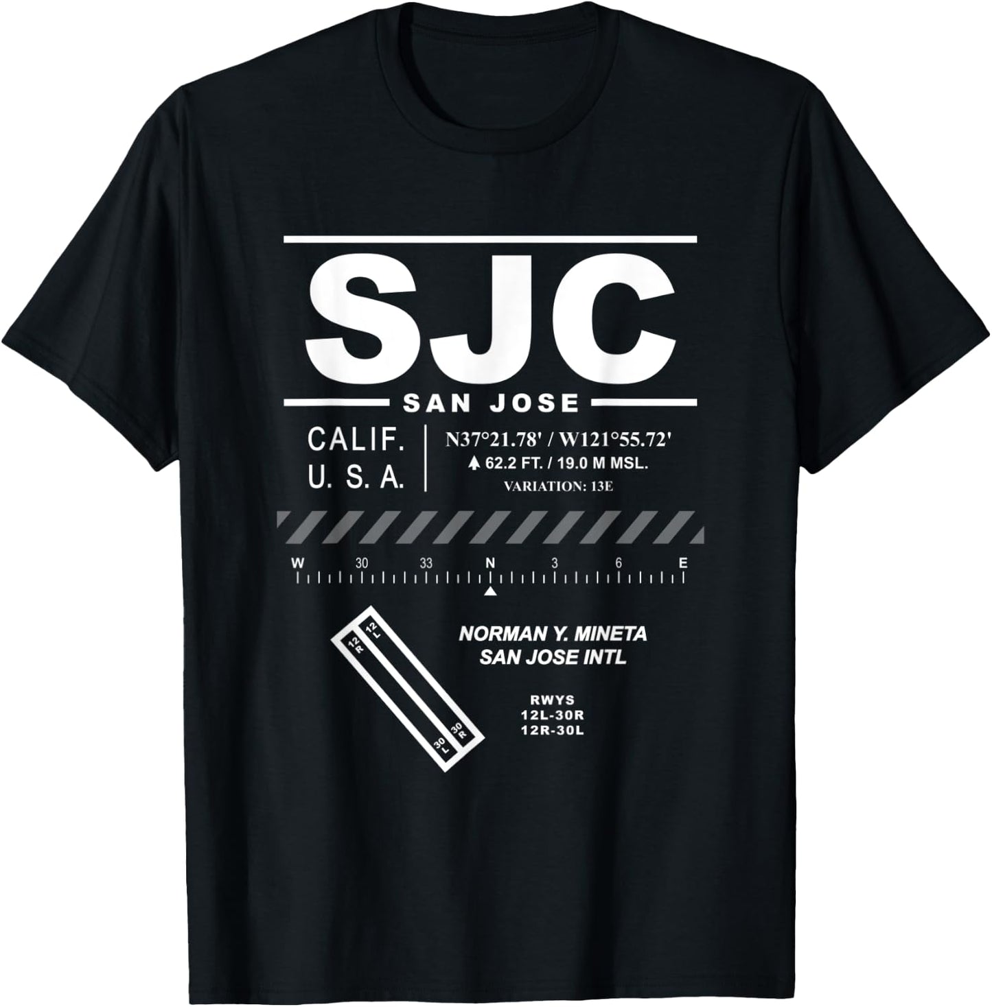Norman Mineta San Jose International Airport California SJC T-Shirt - T-Shirt | Black