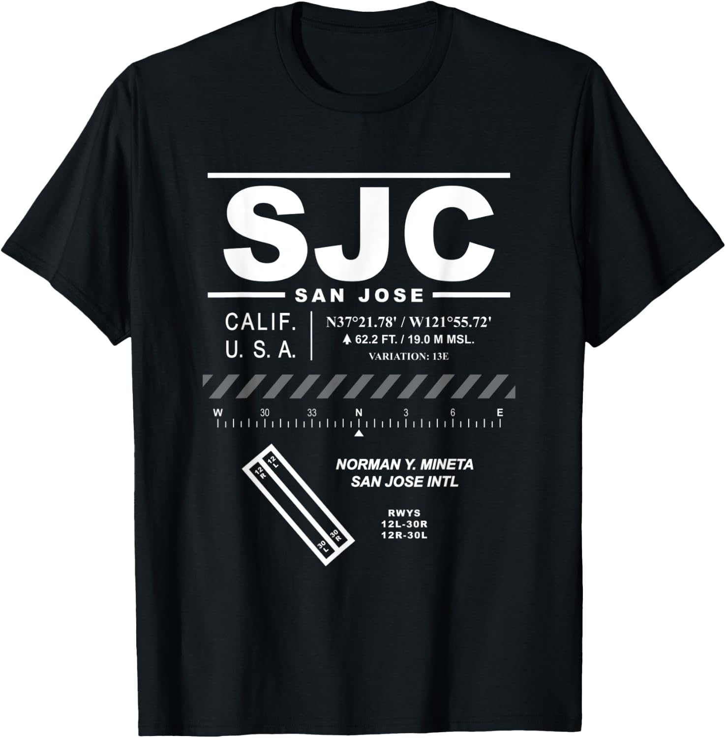 Norman Mineta San Jose International Airport California SJC T-Shirt - T-Shirt | Black