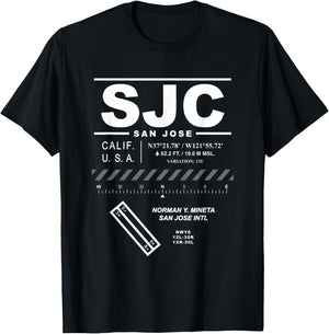 Norman Mineta San Jose International Airport California SJC T-Shirt - T-Shirt | Black