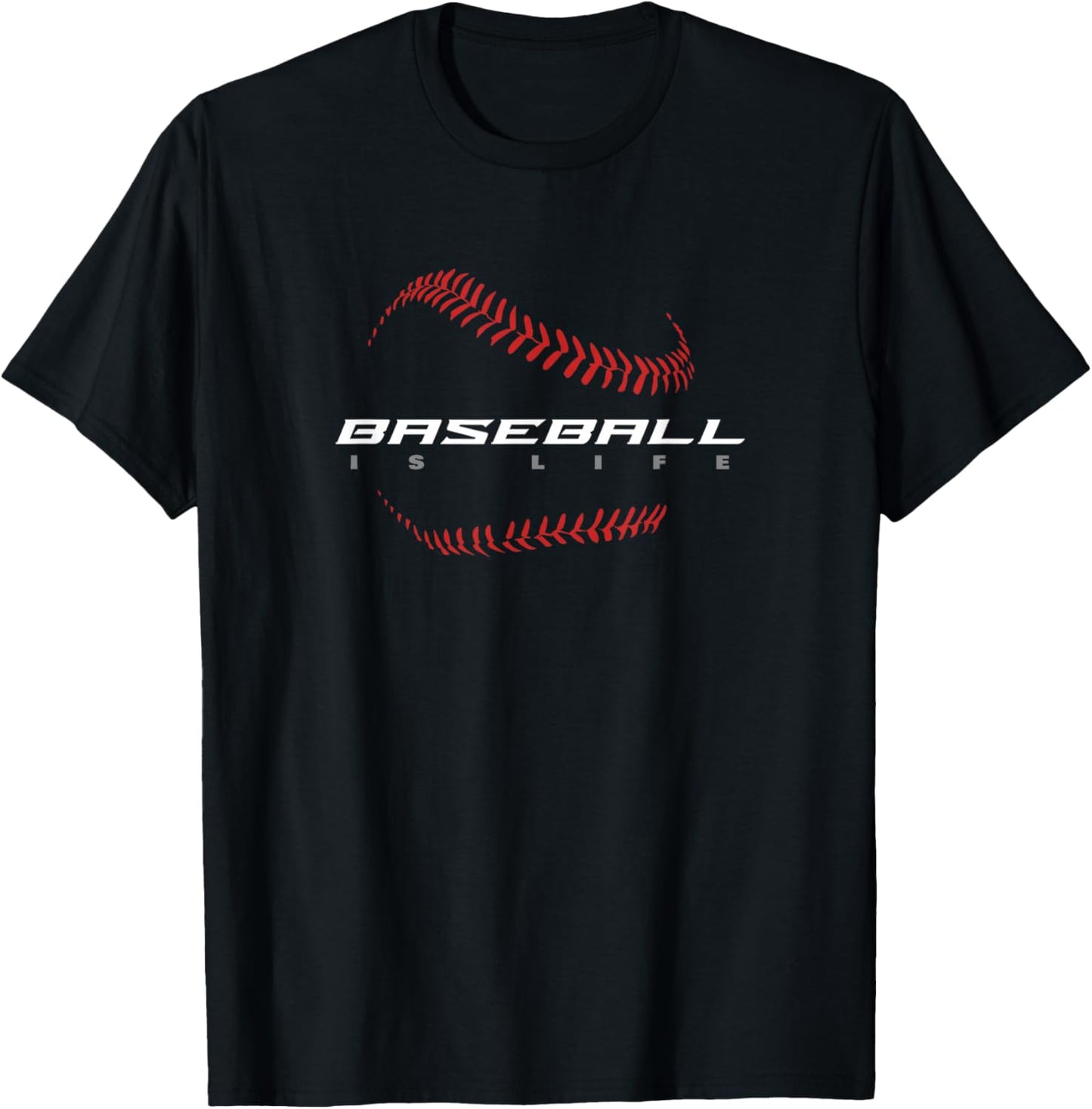 Baseball - Baseball is Life / Fan - Stylish Baseball , Small, Black T-Shirt - T-Shirt | Black